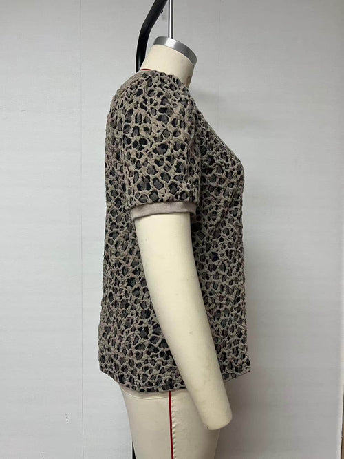 SHF-Leopard Round Neck Sweatshirt