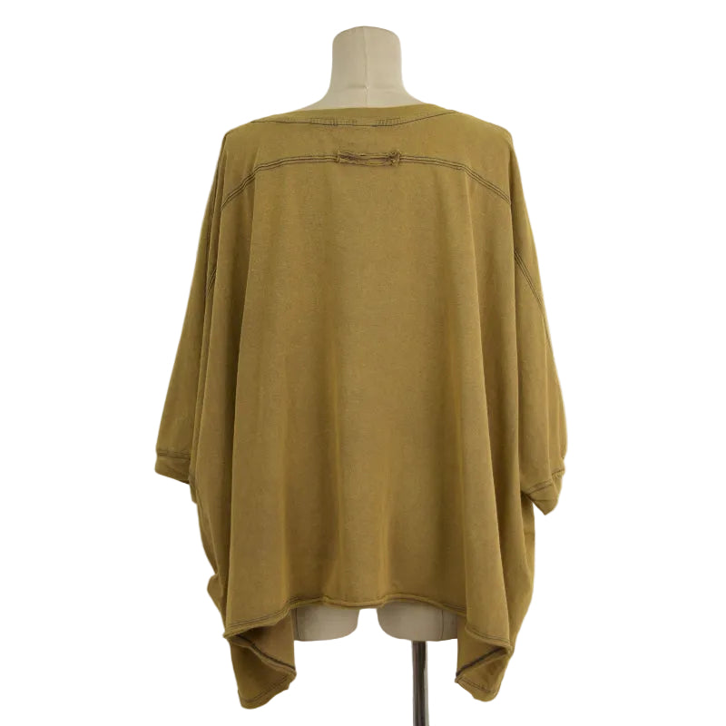 CH1001 Acid Wash Oversized Short Sleeve Top