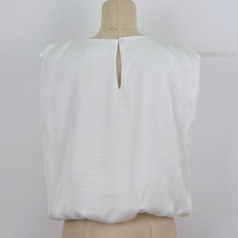 CH1004 Satin Solid Puff Hem Blouse