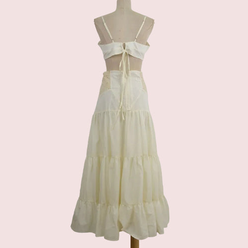 CH2003 Spaghetti Straps Tiered Drop Waist Maxi Dress