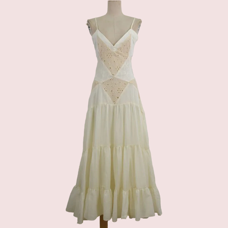 CH2003 Spaghetti Straps Tiered Drop Waist Maxi Dress