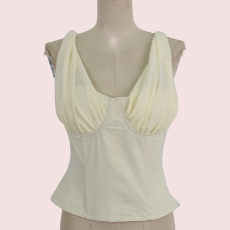 CH1007 Corset Top Butter Yellow