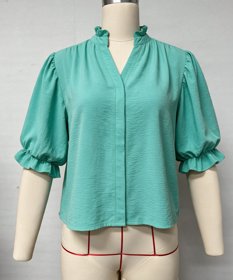 Short Sleeve Ruffle Shirt
