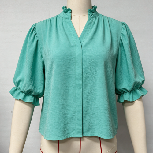 KT1001 Short Sleeve Ruffle Shirt