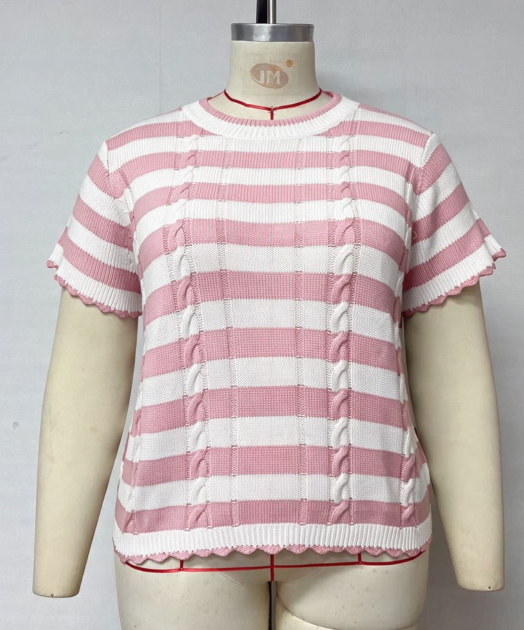 Short Sleeve Stripe Sweater