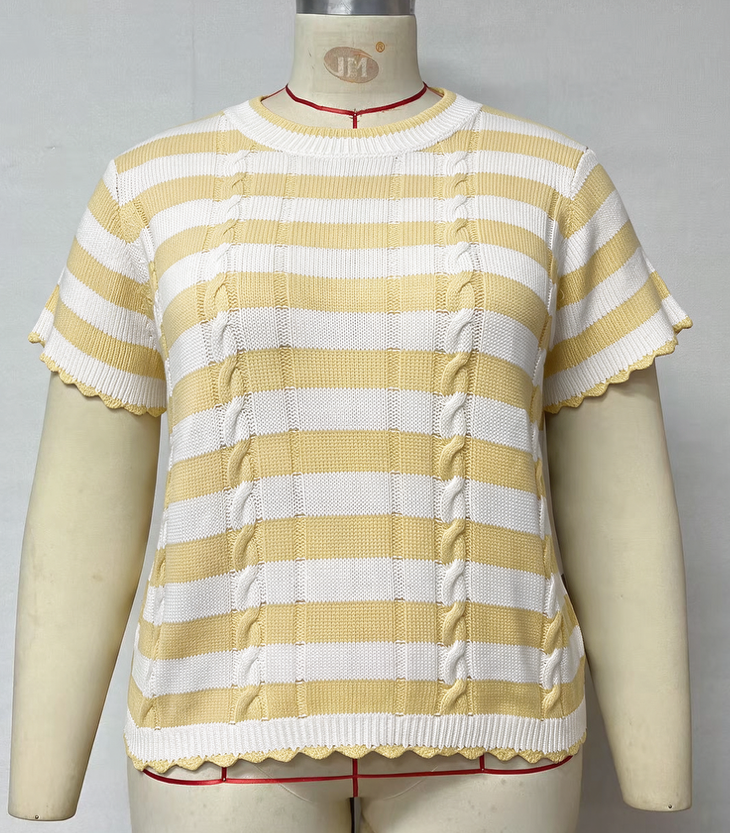 Short Sleeve Stripe Sweater