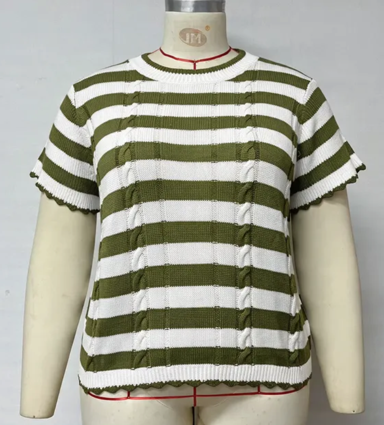 Short Sleeve Stripe Sweater