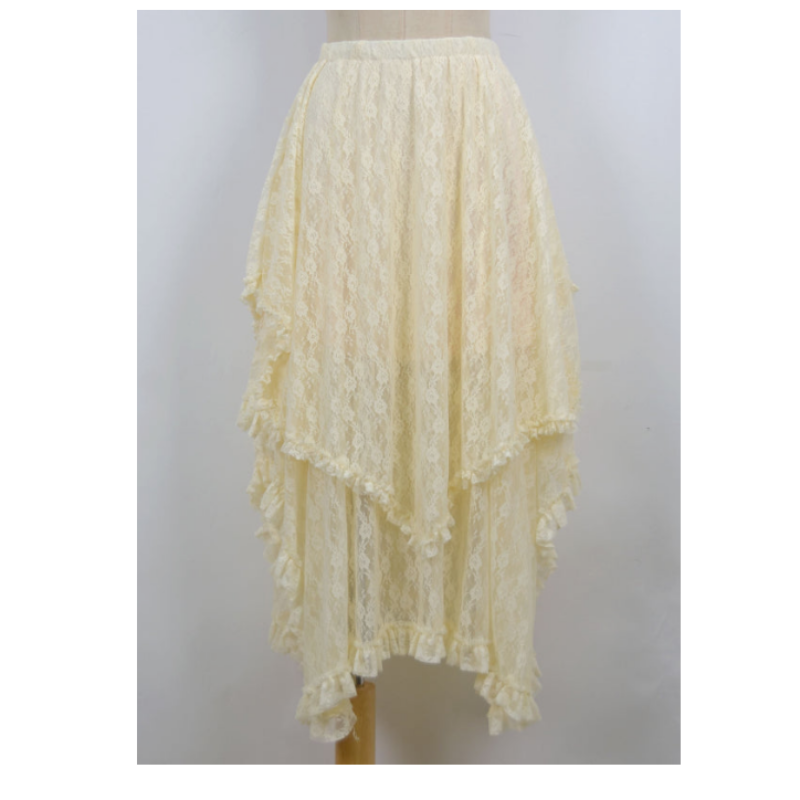 CH4001 Cream-Colored Lace Tiered Skirt