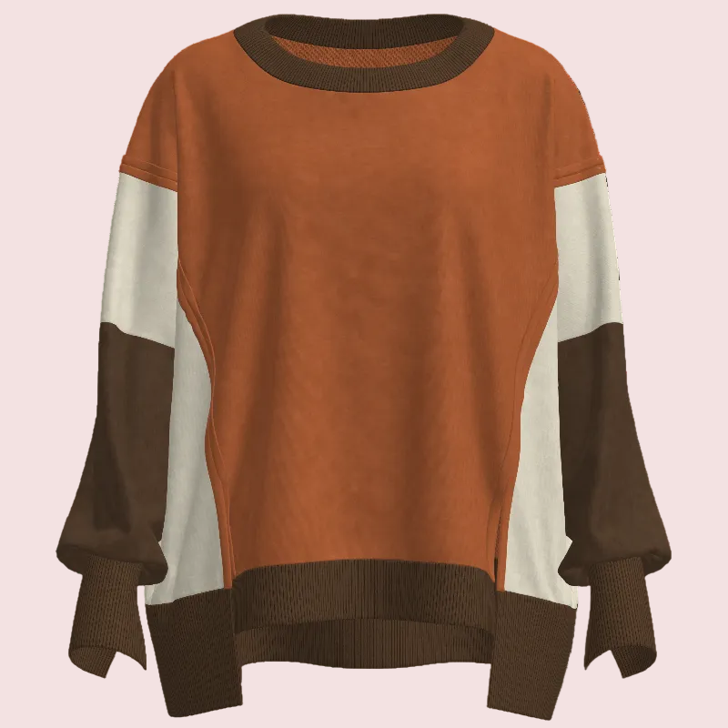 SHT1076 Colorblock Oversize Sweatshirt
